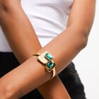 Bangle bracelet with green crystals